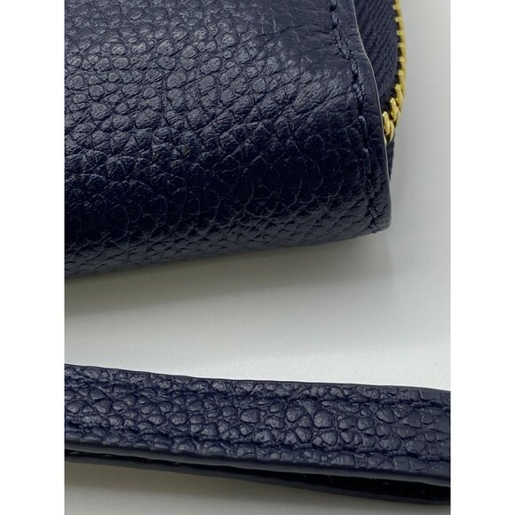 Michael Kors Navy Leather Wristlet Wallet With Gold Stud Detailing & Zipper Clos - Picture 8 of 13
